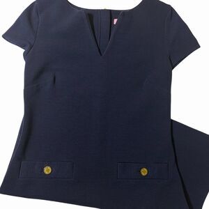 Lilly Pulitzer Layton Short Sleeve Shift Dress Navy Blue Ottoman Size XS